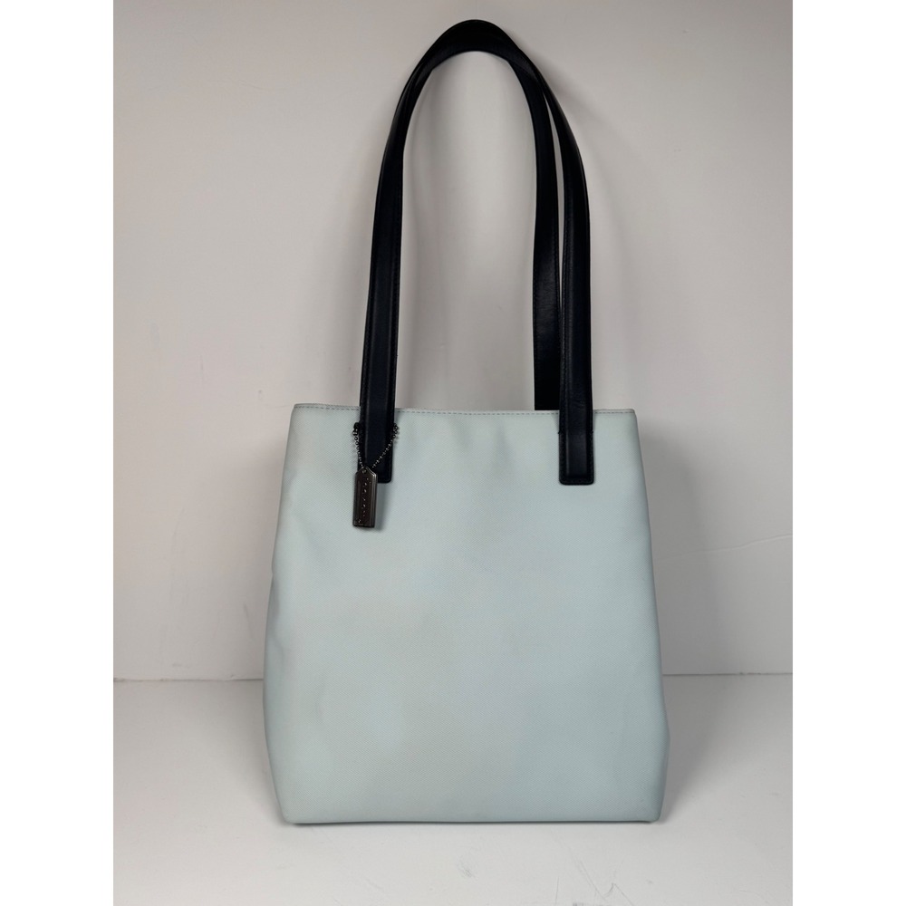 Coach Mercer Twill Leather Tote Shoulder Bag Casual Purse Blue Black Y2K Vintage